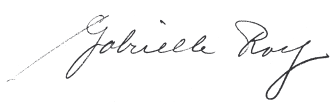 Signature of Gabrielle Roy 