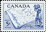 Postage stamp featuring David Thompson, 1957 
