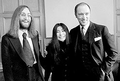 John Lennon and Yoko Ono with Pierre Trudeau, December 22, 1969