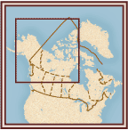 Map of Canada showing the area in which the expedition was active