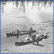 Canoes and logs - 
Provincial Archives of New Brunswick