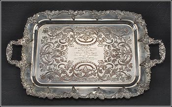 Engraved silver tray