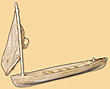 Bateau miniature avec quatre pagaies