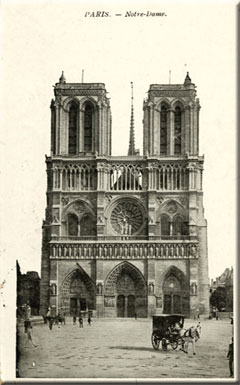 « Paris - Notre-Dame »; Carte postale envoyée par Marius Barbeau à son père, Charles, lors de son séjour à Paris en 1908., © MCC/CMC
