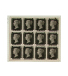 Twelve-stamp trial impression, black, full corners