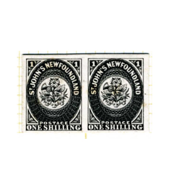 One Shilling plate proofs in black, pair