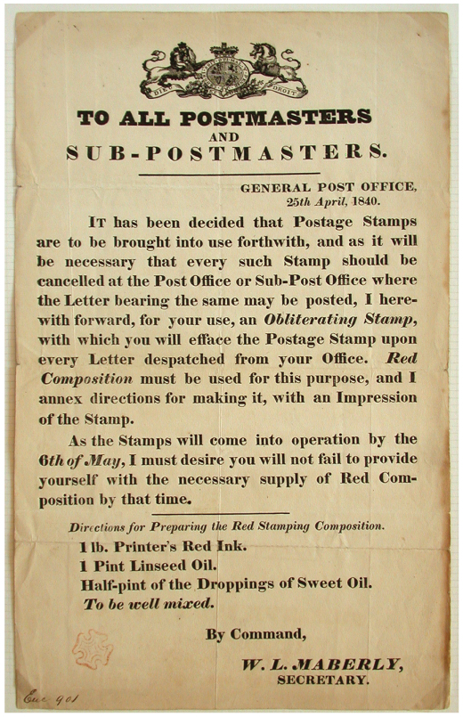 General Post Office notice issued to all postmasters