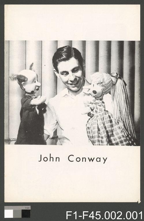 John Conway with puppets Uncle Chichimus and Hollyhock