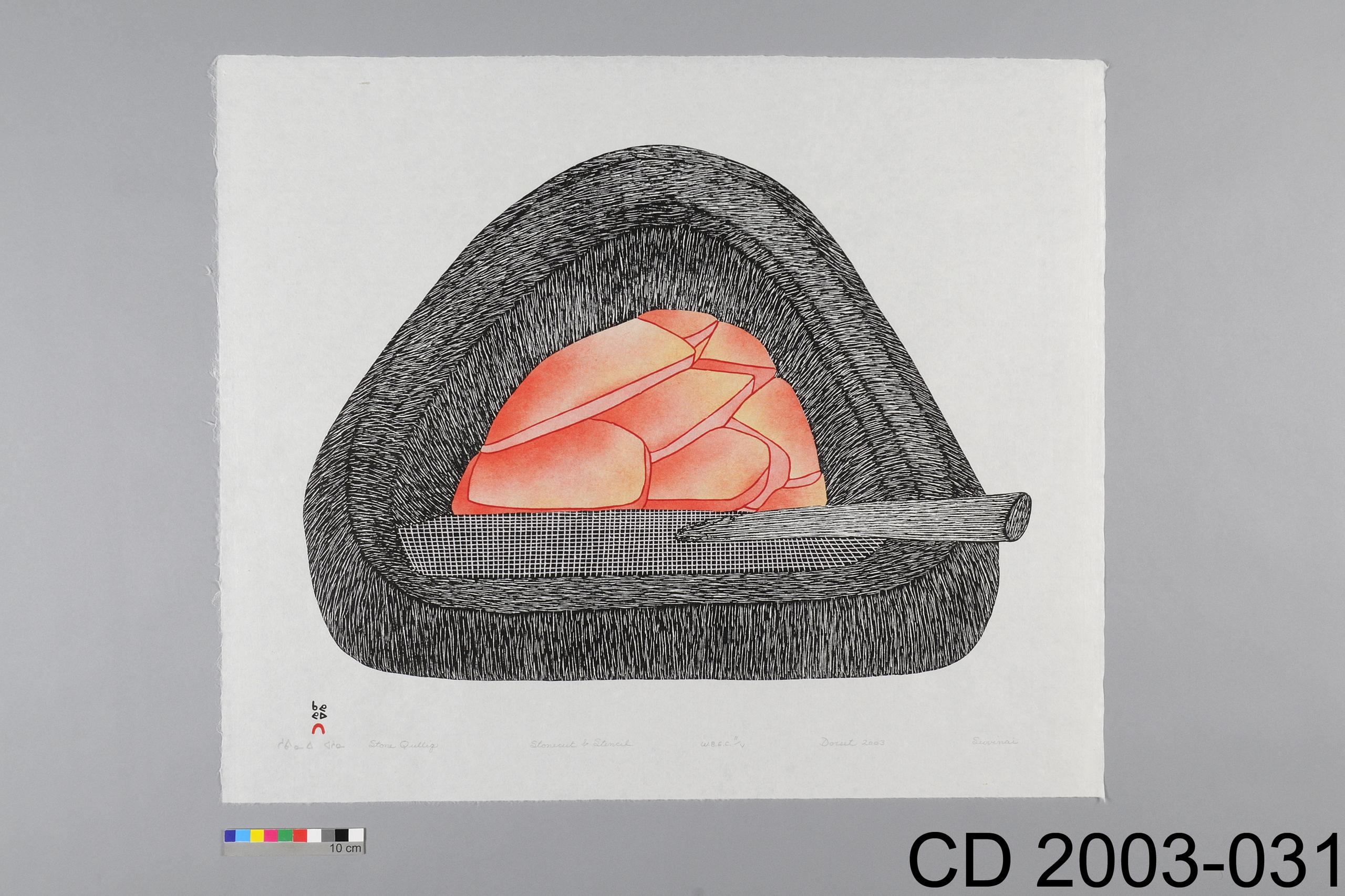 print, Stone Qulliq by Ashoona, Shuvinai