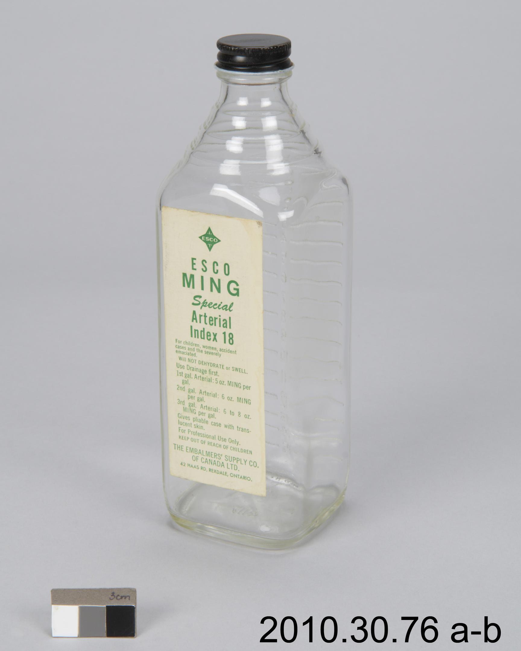 embalming fluid bottle  Canadian Museum of History