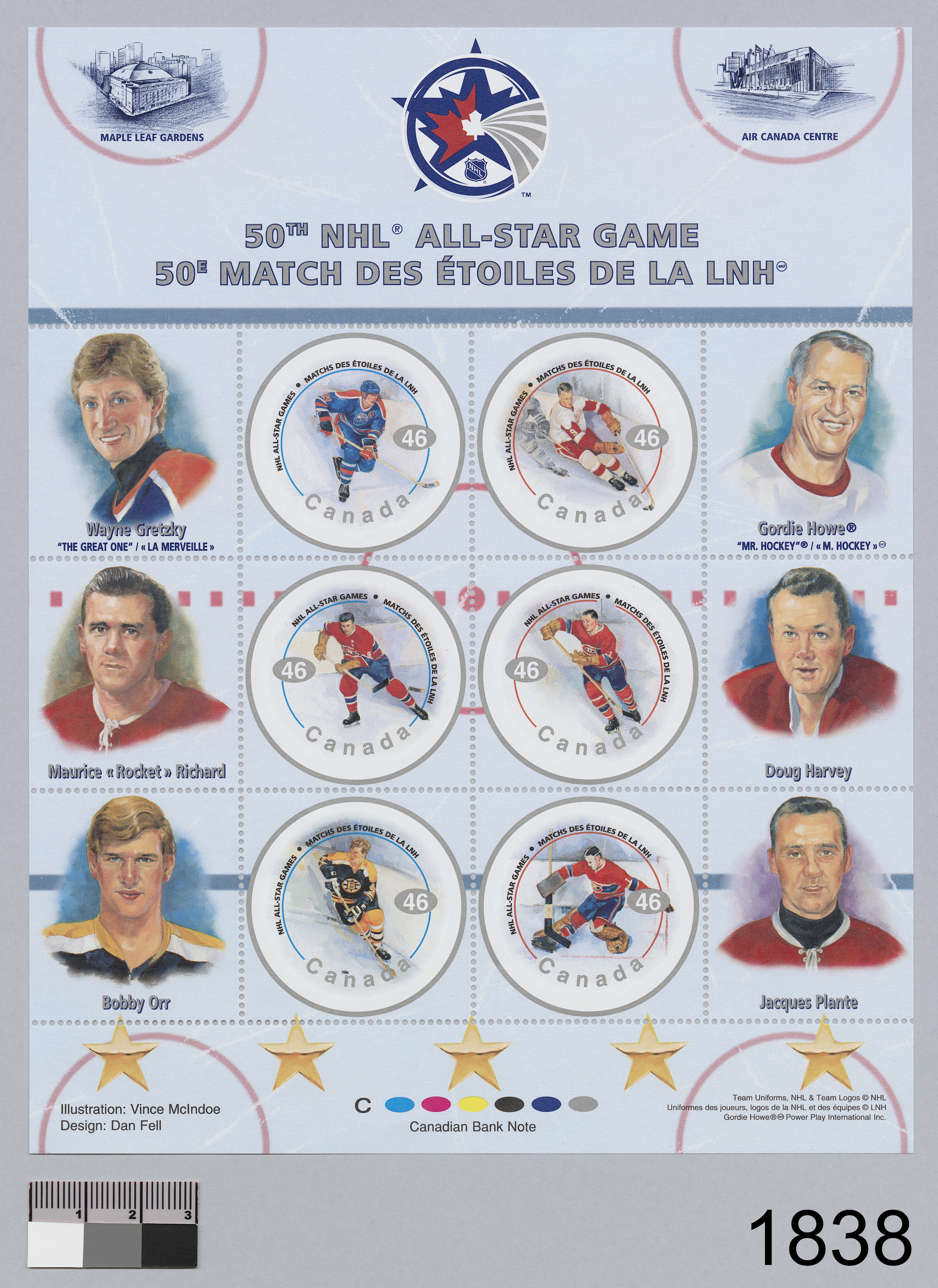 Postage Stamp, Nhl All Stars - 1; Wayne Gretzky; Gordie Howe