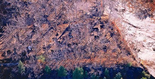 Aerial view of the excavations at Cartier Roberval Site