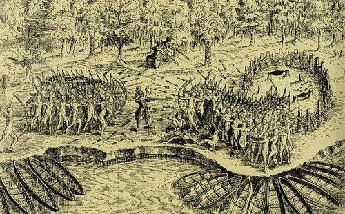 Defeat of the Iroquois at Lake Champlain in 1609