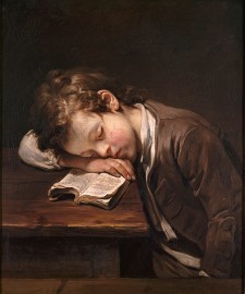 Little idler, painting by Jean-Baptiste Greuze, 1755.