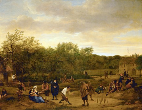 “Farmers Playing at Skittles,” by the Dutch painter Jan Steen, around 1650.