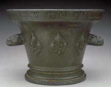 Bronze mortar dated 1636, found near Parry Sound, Ontario.