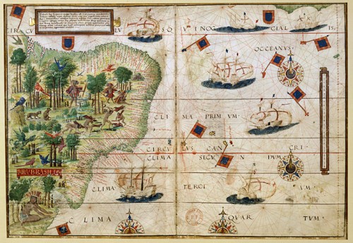 Map of Atlantic Ocean Sud-West and Brazil by Lopo Homem