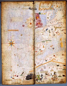 Map from the Catalan Atlas, 1375, by illuminator Abraham Cresques