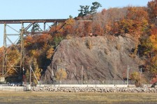 View of the cliff the archaeological site Cartier-Roberval