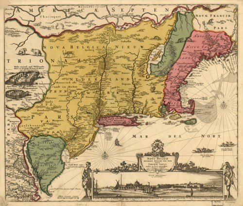 Novi Belgii Novaeque Angliae… (Map of the New Belgium or New Netherland), 1685, by Nicolaes Visscher