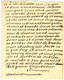 Work contract of Joseph St-Yves