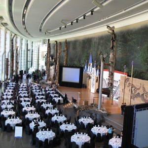 Grand Hall set up with tables and chairs