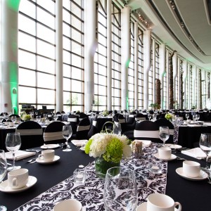 Grand Hall set up with tables and chairs