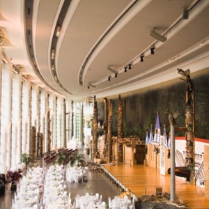 Grand Hall set up with tables and chairs