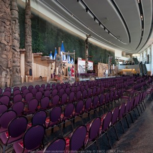 View of the Grand Hall with stage set up & chairs