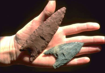 Two different size spearheads.