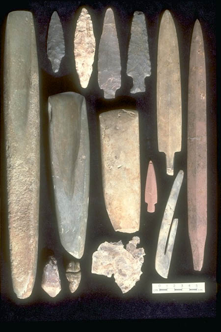 Several different shape and different size spearheads.