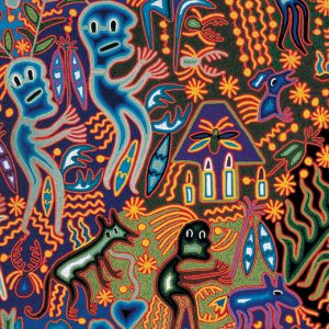 A colorful painting with a lot of different colors on display at the Canadian Museum of History in Ottawa.