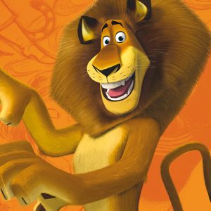 A cartoon lion is standing in front of the Canadian Museum of History in Ottawa.