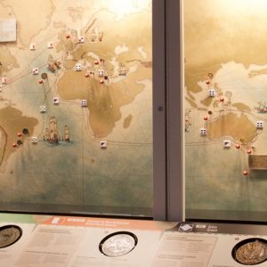 A map of the world on display at the Canadian Museum of History in Ottawa.