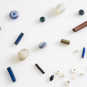 Glass beads of various shapes and colours
