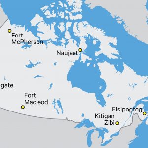 Map showing some Indigenous communities in Canada