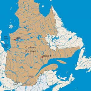 Map of Quebec with a marker on the Manic-5 site