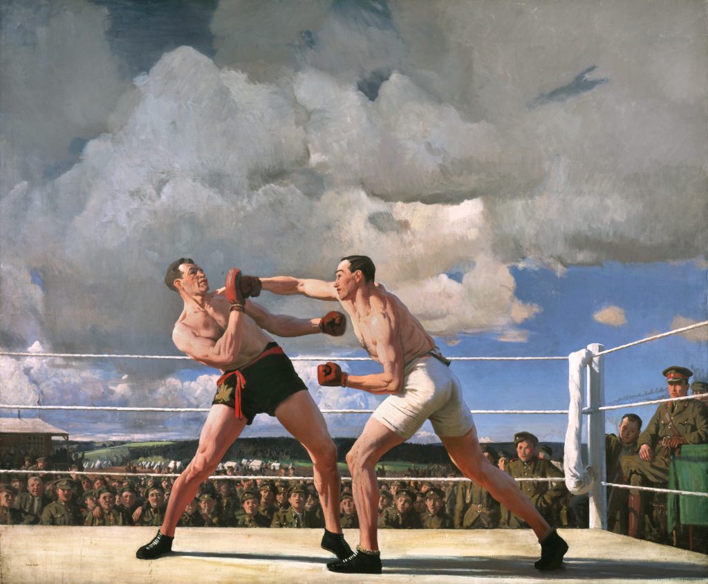 Rob, the history buff and tour guide extraordinaire, proudly displays his painting of two men fighting in a boxing ring.