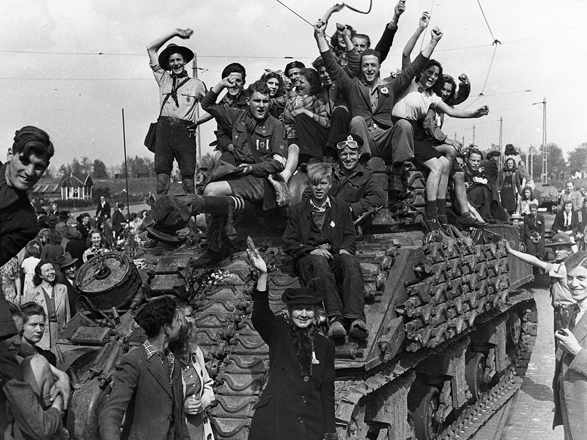 Dutch civilians celebrating liberation
