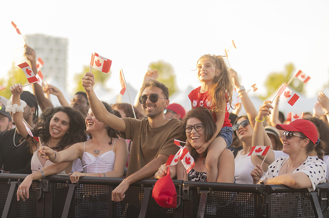 People waving flags