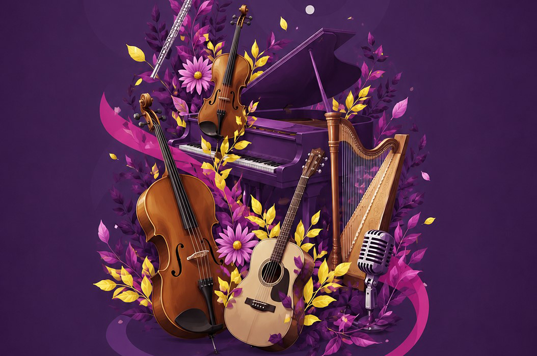 Graphic showing musical instruments