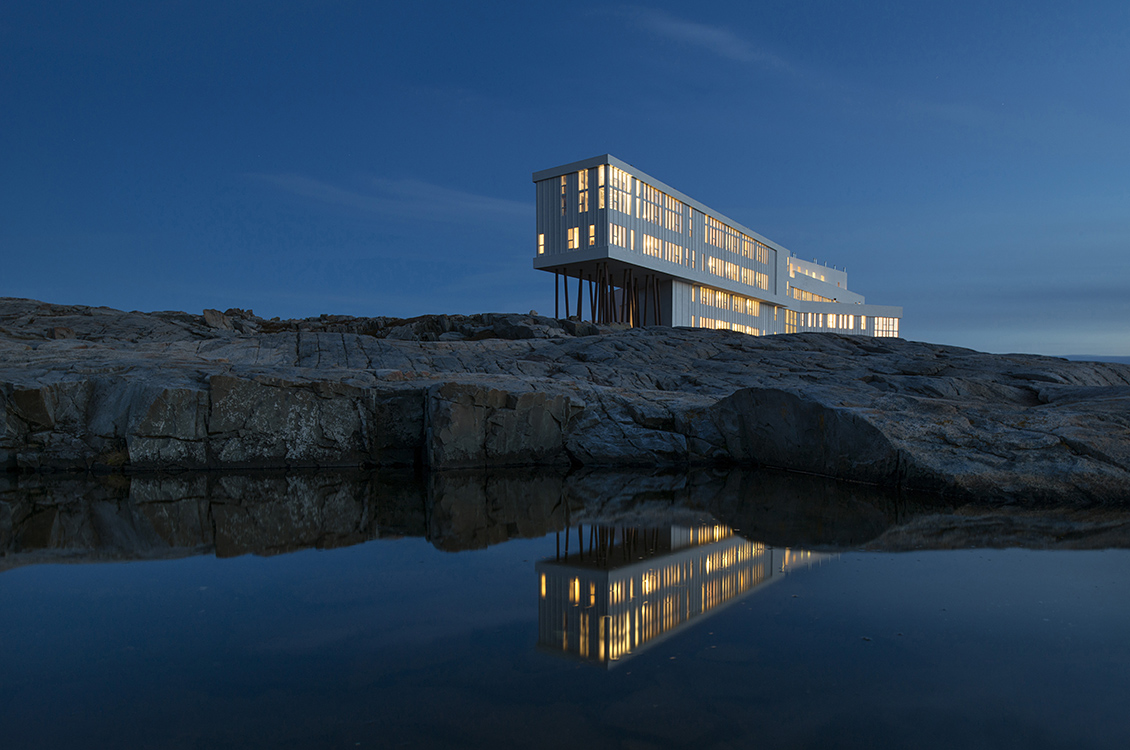 A building at night
