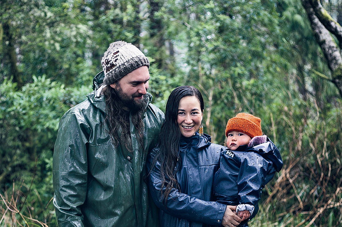 A man, woman and child