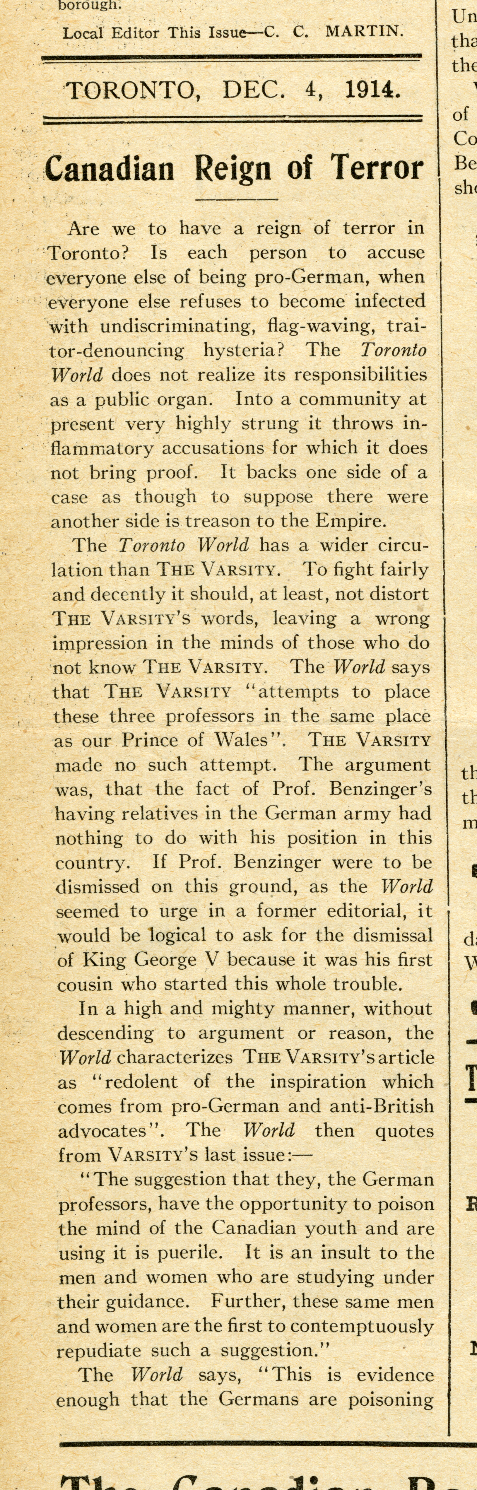 Article de journal de 1914. //Newspaper article from 1914.