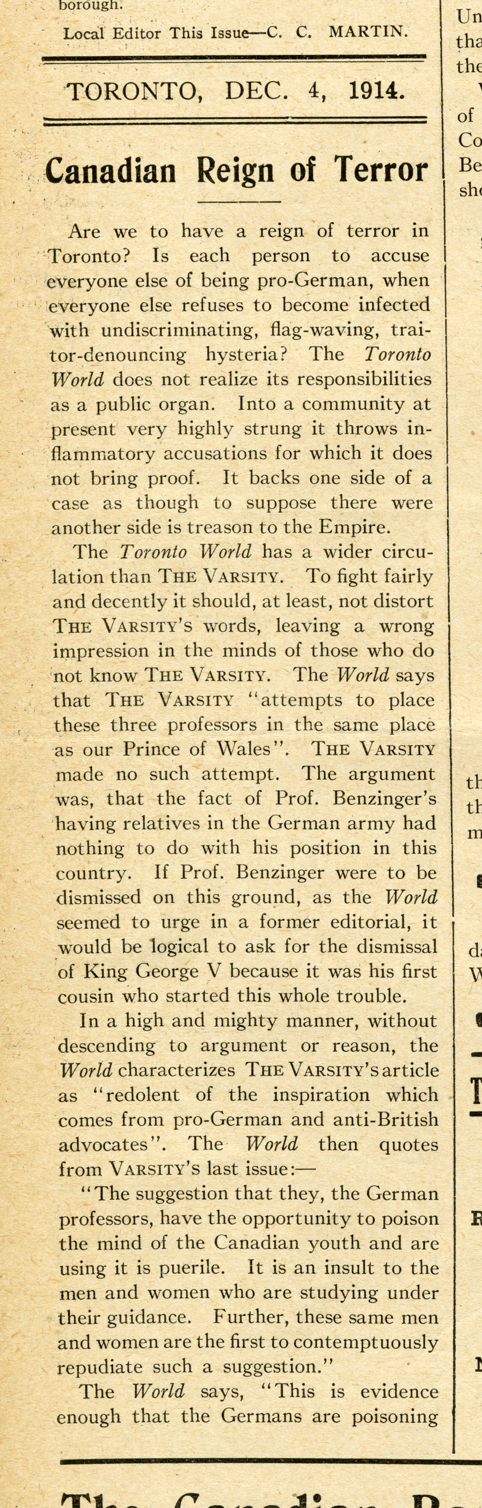 Article de journal de 1914. //Newspaper article from 1914.
