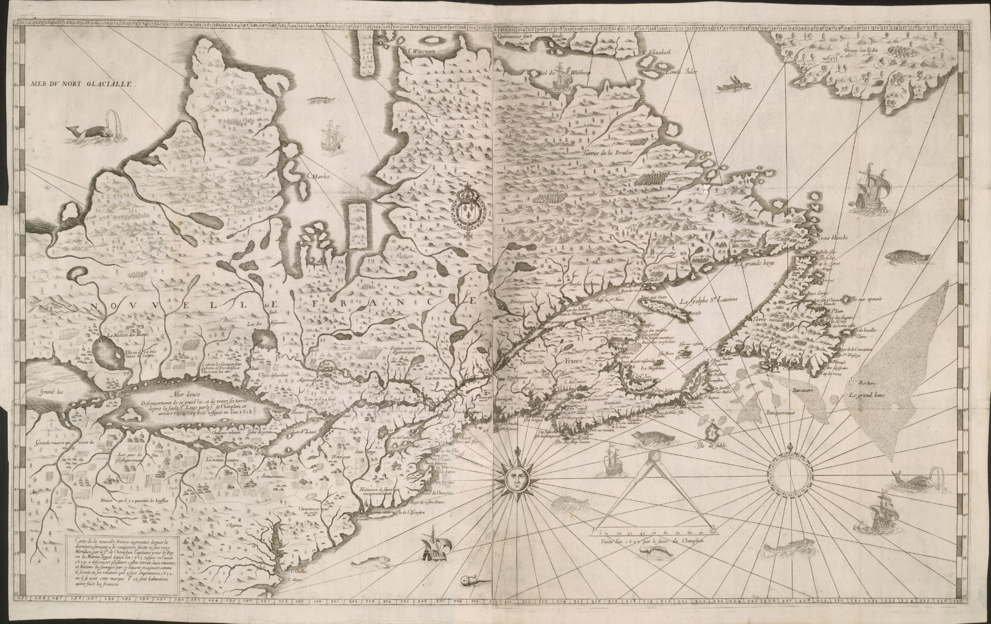 Ancienne carte de la région du fleuve Saint-Laurent. //Old map of the St. Lawrence River area