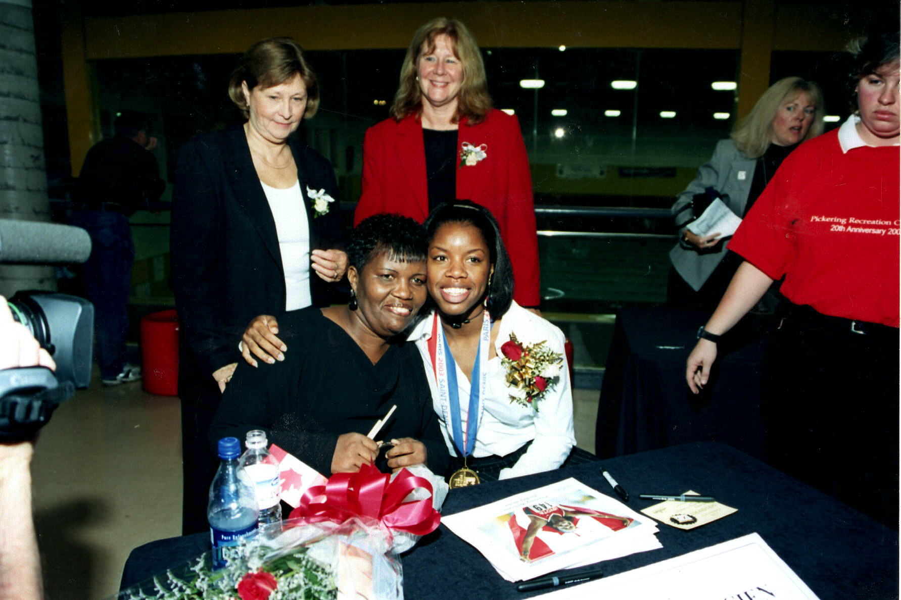 Perdita Felicien and Catherine Felicien Browne celebrating Perdita’s 100-m World Champion win