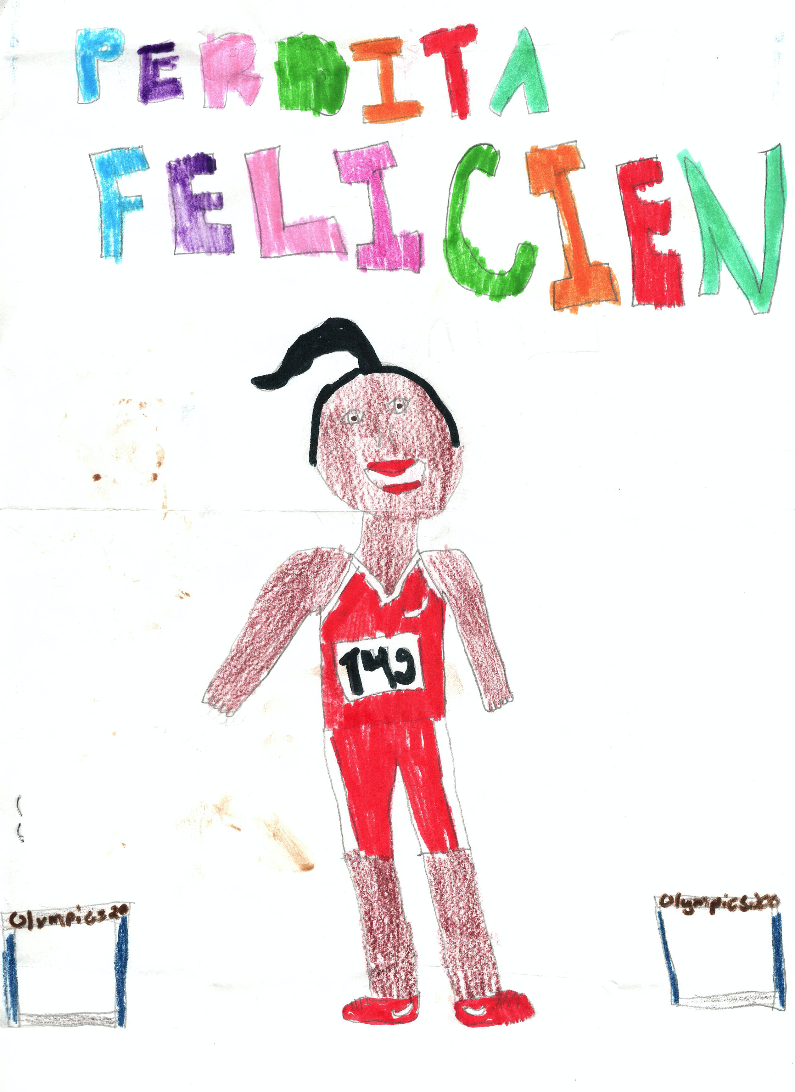 Dessin d’enfant de Perdita Felicien.//Child’s drawing of Perdita Felicien