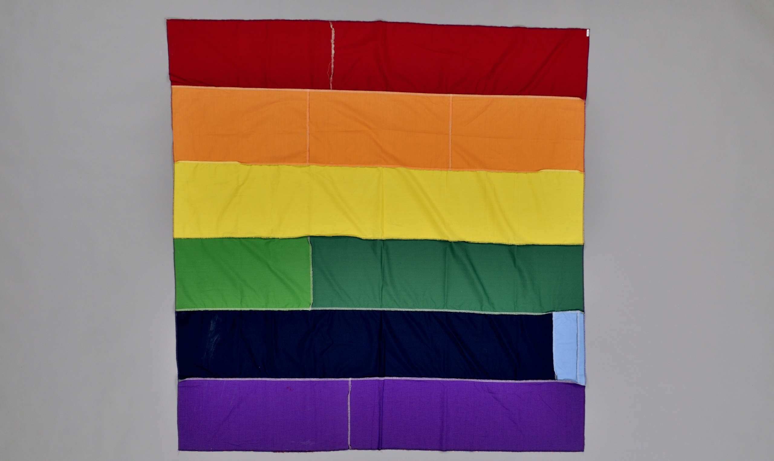 Section of a banner made from different-coloured materials