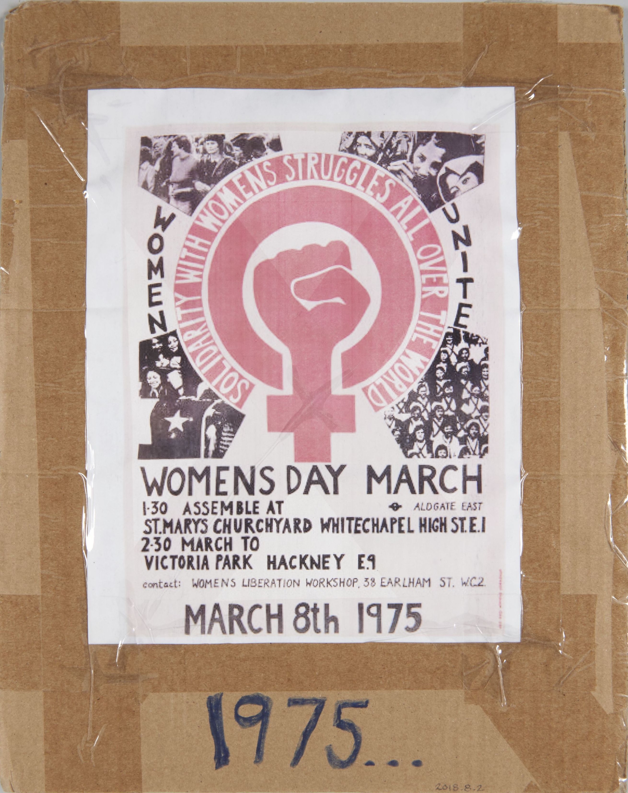 Back of poster featuring a protest flyer from 1975